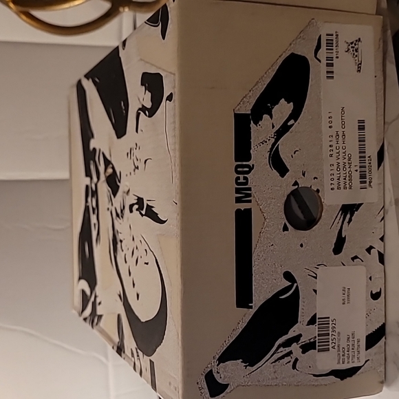 🔥🔥MCQ BY ALEXANDER MCQUEEN SWALLOW SWARM HIGHTOP SNEAKERS MEN'S SZ 8 RED/BLACK - Picture 9 of 11